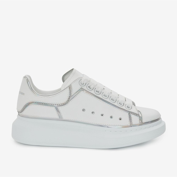 EUC Men Sz 8 (Euro Sz 41) Alexander McQueen Sneakers In White/Reflective Silver - Picture 1 of 16